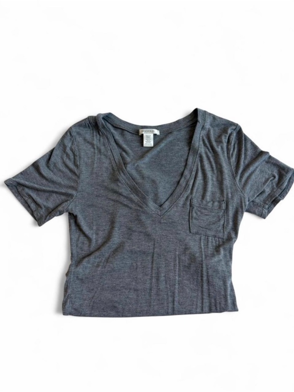 Gray V-Neck Short Sleeve Bodysuit